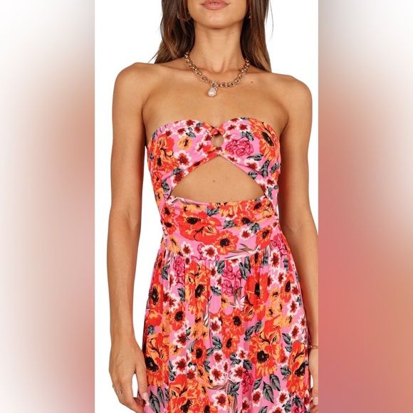 PETAL & PUP Sarai Floral Cutout Maxi Dress Multicolor Size 8 New - Picture 2 of 12